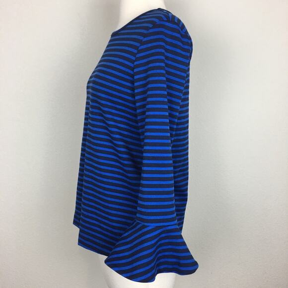 Draper James Blue Sadler Stripe Ponte Knit Flared Sleeve Knit Top XS - Picture 3 of 8